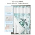 thumbnail image 2 of No Hook Cloth Fabric Shower Curtain with Snap in Liner, Coastal Sea Turtle Waterproof Shower Curtains Set with See Through Top Window, Nautical Marine Jellyfish Coral Bath Curtains Shower 66"x72", 2 of 6