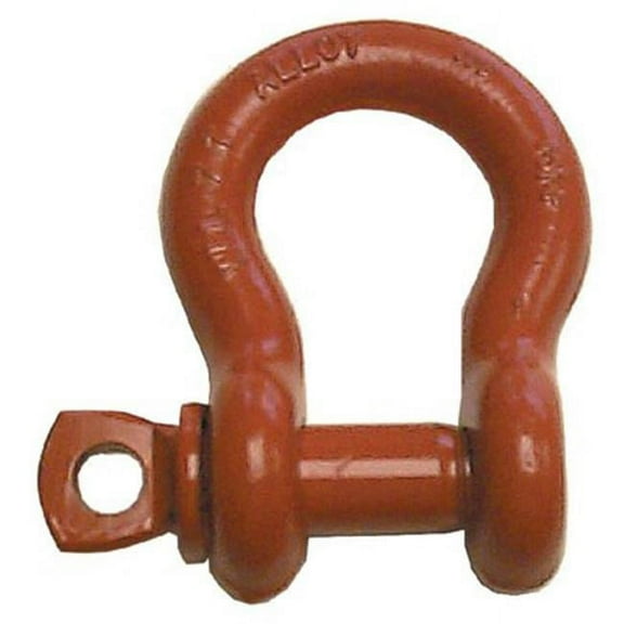 Screw Pin Anchor Shackle, 3/8 in Bail Size, 1.5 Tons, Orange Paint