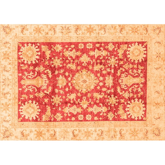 Ahgly Company Indoor Rectangle Abstract Orange Modern Area Rugs, 4' x 6'