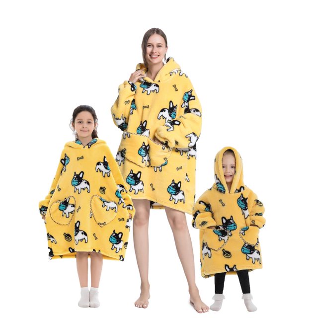 Wearable Blanket Hoodie for Adults Sherpa All Patterns Oversized Sweatshirt Blanket with Pockets