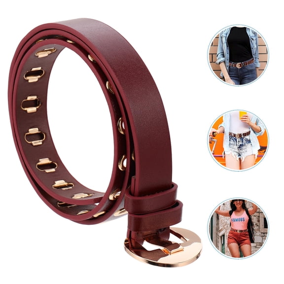 WHAMVOX 1pc PU Leather Waist Belt Fashionable Leather Belt Waistband for Women Girls