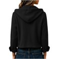 thumbnail image 3 of Jackets For Women Corduroy Button Down Long Sleeve Hooded Drawstring Cropped Jacket Fall Fashion Winter Coats, 3 of 4
