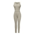 thumbnail image 3 of cfhntfmh Womens 3 Piece Pajama Sets Ribbed Knit Long Sleeve Cardigan with Tank Top Slim Leg Pants Outfits Loungewear Pjs Set, 3 of 6