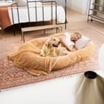 thumbnail image 2 of Pefilos 68" Large Plush Dog Sofa with Soft Blanket and Plump Pillow, Stylish Washable Fluffy Human Dog Bed Pet Couch Furniture, Beige, 2 of 8