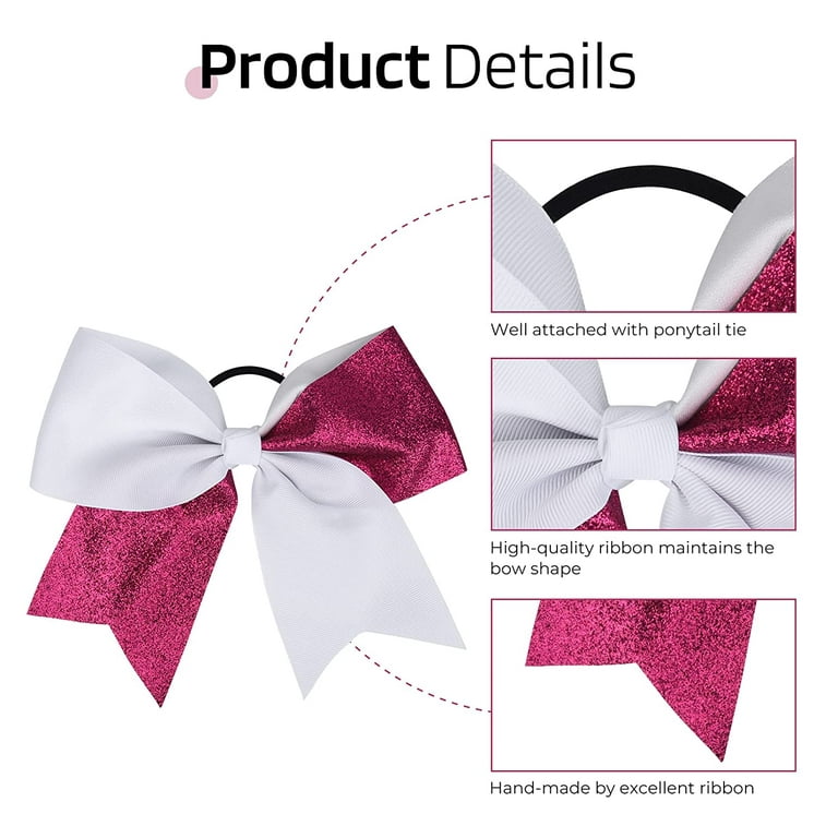 Pink White Ponytail Cheer Bow