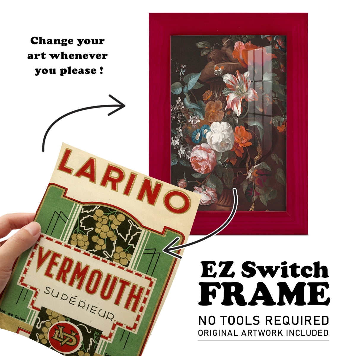 Larino Vermouth -Framed Print w/glass-Cherry Red