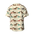 thumbnail image 2 of Xecao offers the Dachshund Dog for Men's Casual Short-sleeved Shirt, a button-up collared shirt with a pocket, perfect for beach vacations and yacht travel in the Small size., 2 of 7