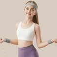 thumbnail image 5 of Crop Tops for Kids Student Girls Underwear Bras Teen Girls Wireless Seamless Bra with Removable Pad Training Sports Cropped Tops White 12-13Y, 5 of 5