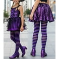 thumbnail image 4 of ToBeInStyle Girl's Striped Opaque Tights - Black/Purple - 1-3 Years, 4 of 7