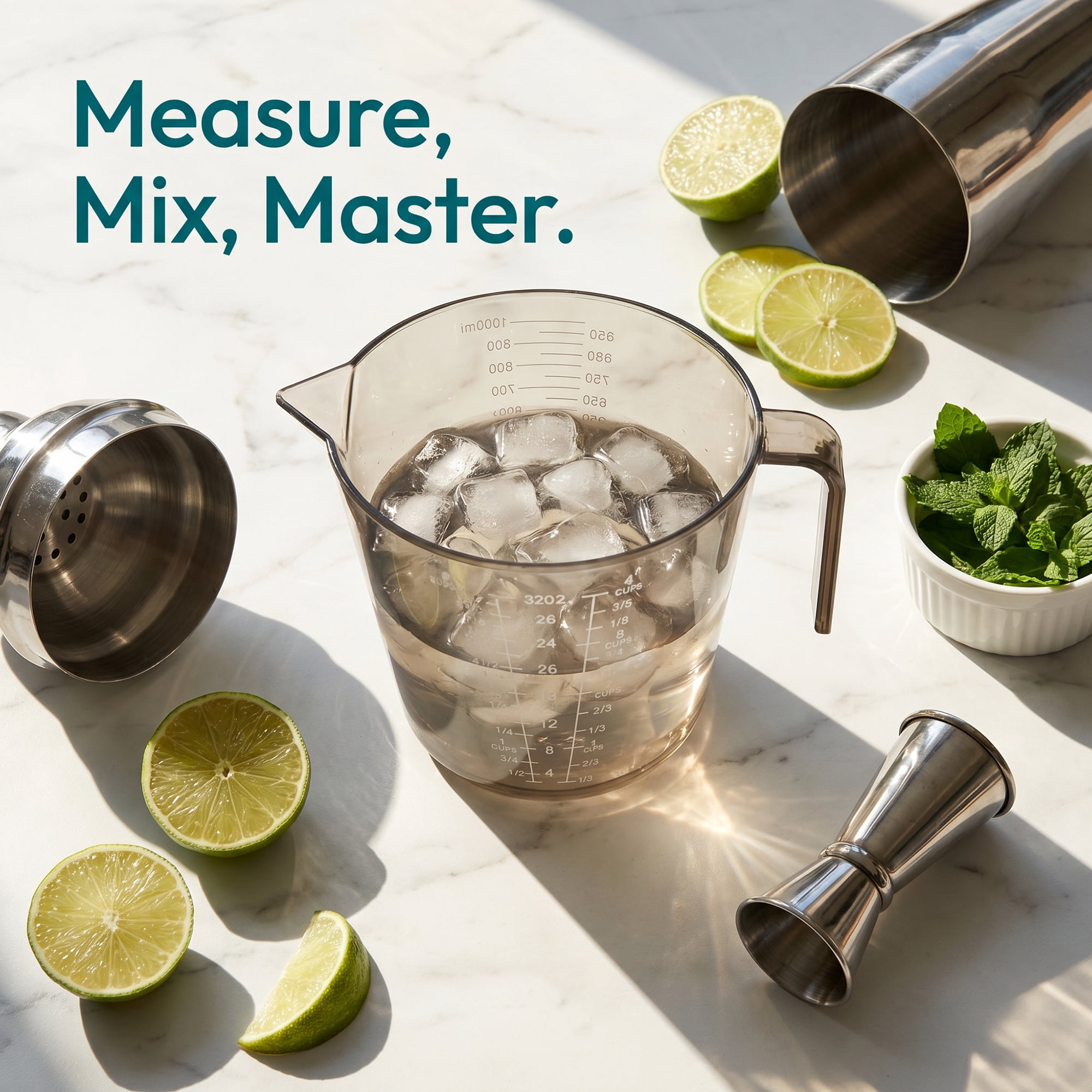 Unique Bargains PS Material Measuring Cup with Clear Marks for Measurement Gray 1000ml