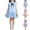 Blue, variant on Pencil Dress Girls A-line Swings Tiered Casual Skirt Lapel Party Dresses Size 1T-10, Pink
