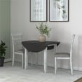 thumbnail image 2 of DHP Jersey 3-Piece Drop Leaf Wood Dining Set with Round Table and 2 Chairs, Brown/Oyster White Shell, 2 of 40
