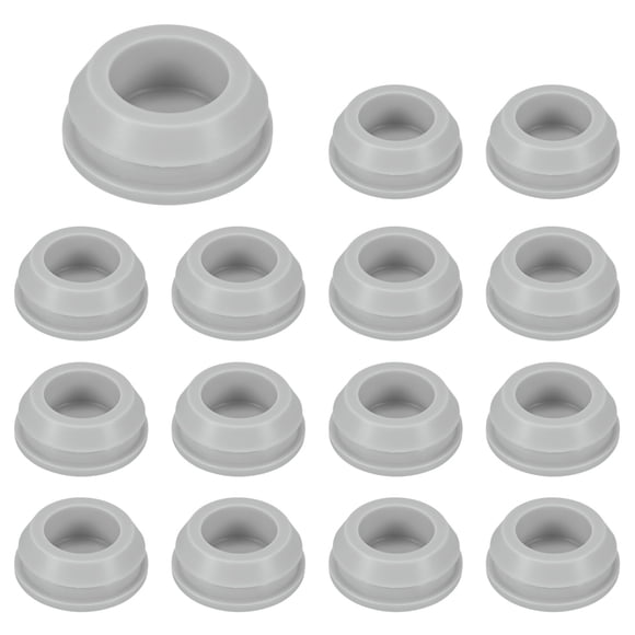 Uxcell 15 Paquetes Tapones de Silicona, Tapones de Agujeros de Bloqueo a Presión para Agujeros de 14-15 mm, Tapones de Goma para Agujeros Redondos a Prueba de Agua [Gris]