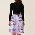 thumbnail image 4 of Women's Casual Fashion Round Neck Long Sleeve Christmas Printed Party Vintage Long Dresses, Retro Audrey Style, Holiday Dress for Christmas, Casual Wear, Festive,Light Purple,M, 4 of 7