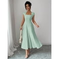 thumbnail image 6 of Mint Green Womens Square Neck Cinched Waist A-Line Midi Dress For Spring Summer Casual Vacation, 6 of 7