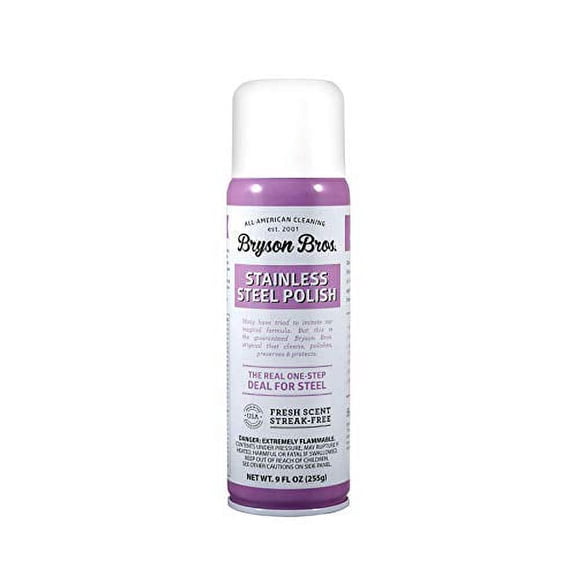 Bryson Brothers 9 Fl Oz Stainless Steel Polish - Cleans, Polishes, Preserves & Protects BBQ Grills, Appliances, Steel Window Frames, Brass and Chrome