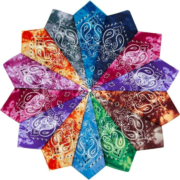 14 pieces Bandanas Paisley Print Novelty Headband Cowboy Headwraps Scarfs Hair Head Bandana for Women Men Boy Girl