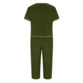thumbnail image 5 of XuJwPNcy Two Piece Sets for Women V Neck Short Sleeve Tops with Capri Pants Matching Sets Clothing, 5 of 5