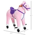 thumbnail image 3 of Qaba Kids Walking Pony Ride on Toy Rocking Horse Neigh Sound Plush w/ Wheel Child Gift 110lb Weight Capacity Pink, 3 of 10