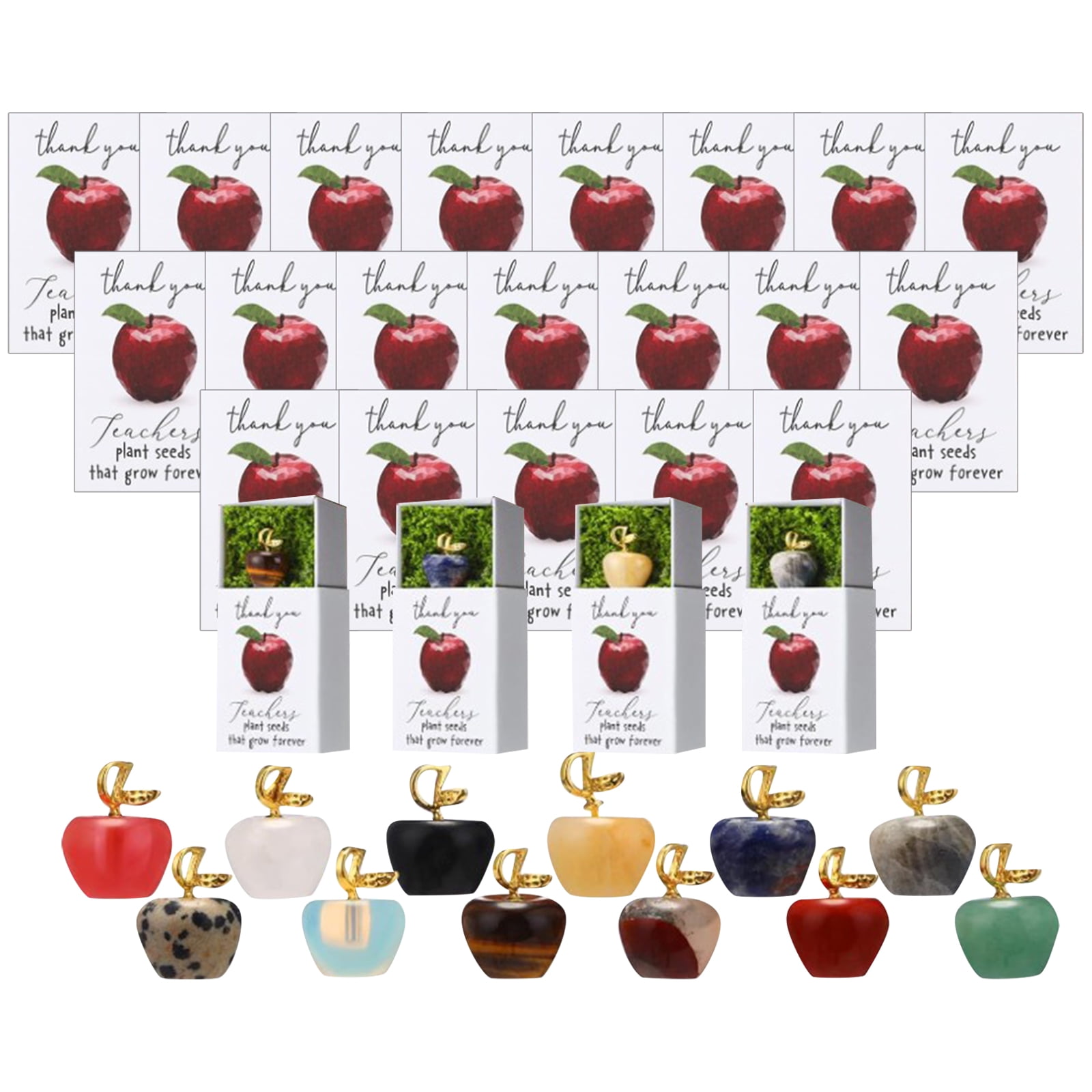 Teacher Gifts Bulk, Crystal Paperweights, Teacher Appreciation Cards, Appreciation Gifts Bulk, Valentines Day Teacher Gifts, Assorted Tones, 24 Count, 1 Presentation Box
