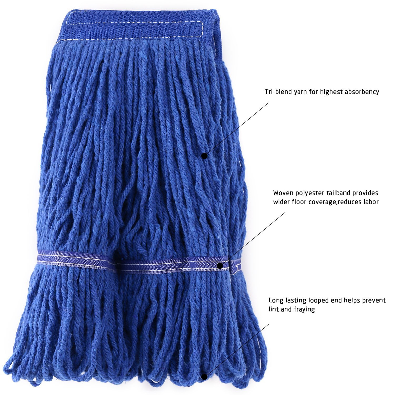 QIPENG 4 Pack 18 Commercial Mop Heads Wet Saddle Mop Head Refill 24 Oz Heavy Duty Loopedend Cottonsynthetic Large Size For Home And Industrial Use Blue