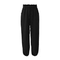 thumbnail image 5 of Casual Pants for Women 2026 Spring Fall Cotton Linen Elastic High Waist Drawstring Straight Leg Pants with Pockets, 5 of 5