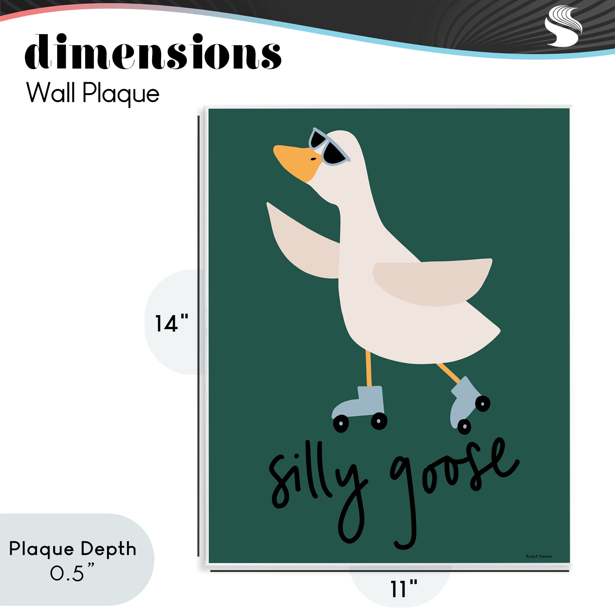 Stupell Industries Silly Goose on Skates Wall Plaque Art, design by Rachel Nieman