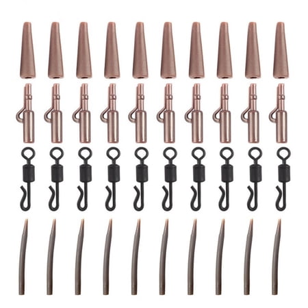 vlrwzc 40pcs Fishing Tackle Quick Change Swivels Rig Tube & Anti Tangle Sleeves Tail Rubbers Safety Lead Clips Set
