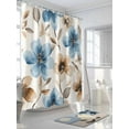thumbnail image 3 of Shower Curtain Watercolor Flower Shower Curtains for Bathroom, Waterproof Polyester Shower Curtain Set with Hooks, Standard Size 72" x 72" Blue Brown, 3 of 6