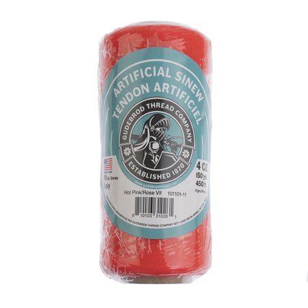 UPC: 0810103310261 | Gudebrod Sinew 150 Yards (450 ft) Hot Pink Artificial Sinew Thread  4oz 70lb