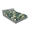 thumbnail image 2 of Ambesonne Floral Fitted Sheet & Pillow Sham Set, Botanic Tropic Leaves, Full, Green and White, 2 of 2