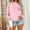 Pink, variant on GuzomFashion Womens Oversized 100% Polyester Sweatshirt - Loose Crew Neck with Front Pocket, Black,Size M