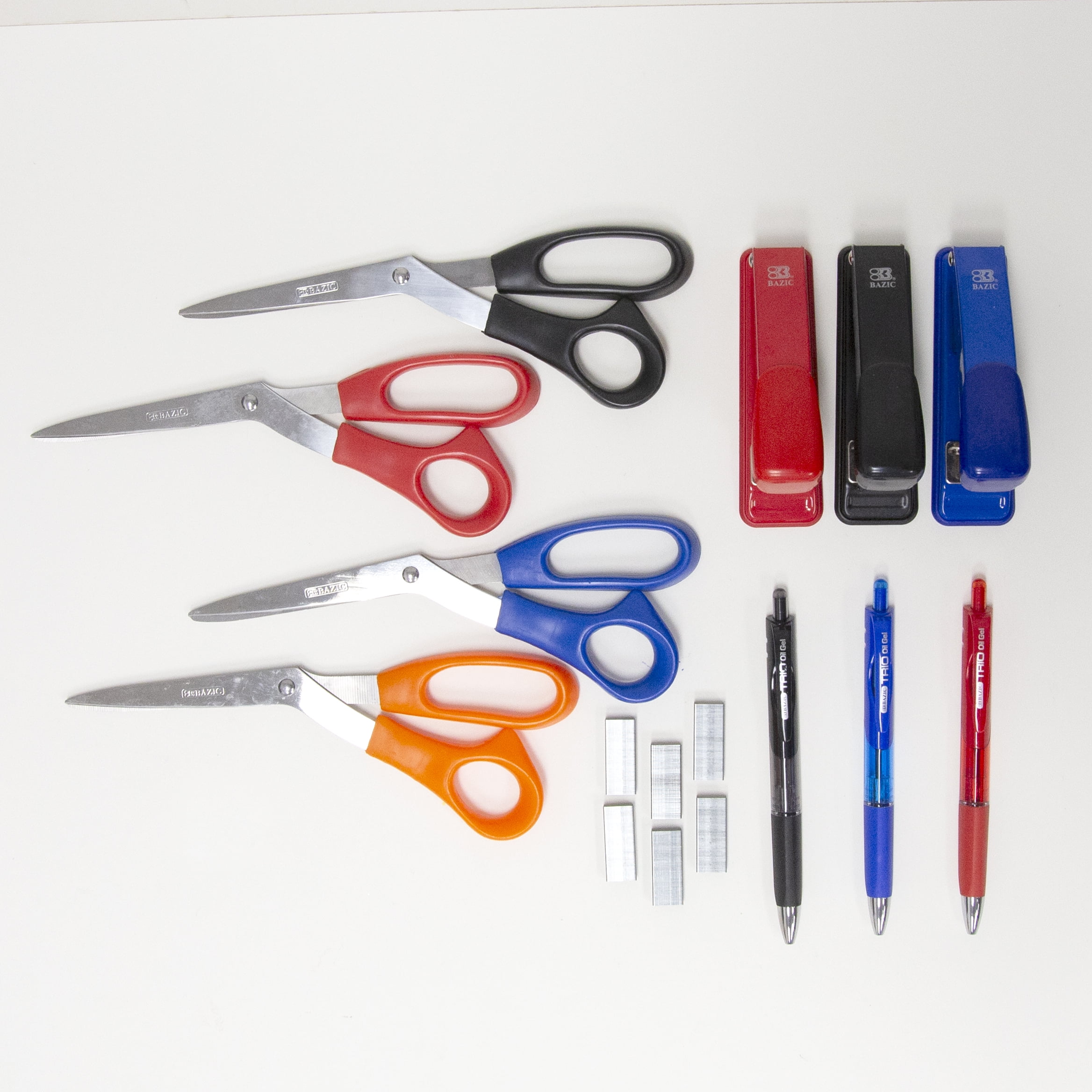 BAZIC 8" Left Handed Bent Stainless Steel Scissors, Sharp Scissor Blades, 24-Pack