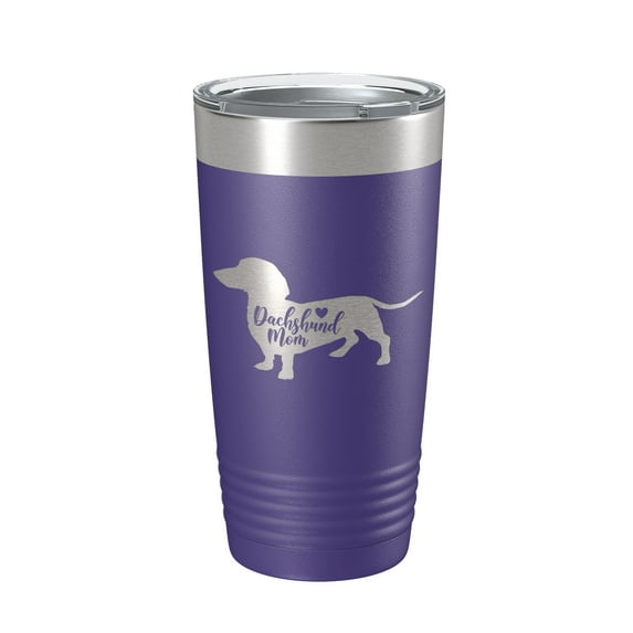 Dachshund Mom Tumbler Dog Travel Mug Gift Insulated Laser Engraved Coffee Cup 20 oz Purple
