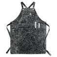 thumbnail image 1 of Delantal de estilista Jeanerlor de mezclilla negra con bolsillos para mujer, 1 of 9