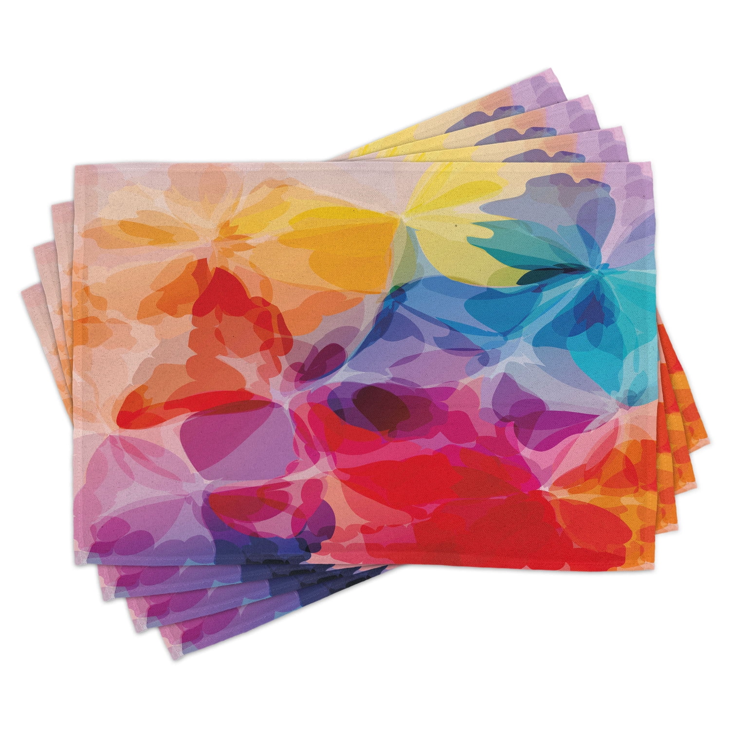 Ambesonne Floral Place Mats Set of 4, Abstract Creative Art, Standard ...