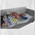 thumbnail image 6 of Sports Soft Flannel Fleece Blanket, Diamond Shape Rugby Ball Sketch with Colorful Doodles Professional Equipment League, Cozy Plush for Indoor and Outdoor Use, 70" x 90", Multicolor, by Ambesonne, 6 of 6