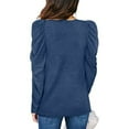 thumbnail image 4 of Top de corte informal para mujer, Top con cuello redondo y mangas abullonadas, Top transpirable de Color puro para ir de compras, 4 of 6