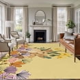 thumbnail image 2 of Easter Rabbits Area Rugs 8x10ft Spring Floral Leaf Bunny Yellow Background Floor Rug Non Slip Low Pile Ultra Soft Large Carpet for Bedroom Living Room Dining Room, 2 of 9