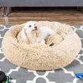 thumbnail image 3 of Best Choice Products 36in Dog Bed Self-Warming Plush Shag Fur Donut Calming Pet Bed Cuddler - Brown, 3 of 7