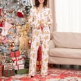thumbnail image 3 of Women Christmas Pajamas Set Gingerbread Man Button Down Shirts Tops and Pants Sets Fall Winter Xmas Holiday Pj Sleepwear Loungewear, 3 of 7
