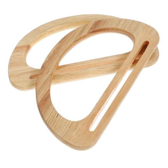 HEMOTON 2pcs Wooden Purse Handles for Crochet Bags, Beige Wood Material, Ideal for Bag Making and Everyday Use