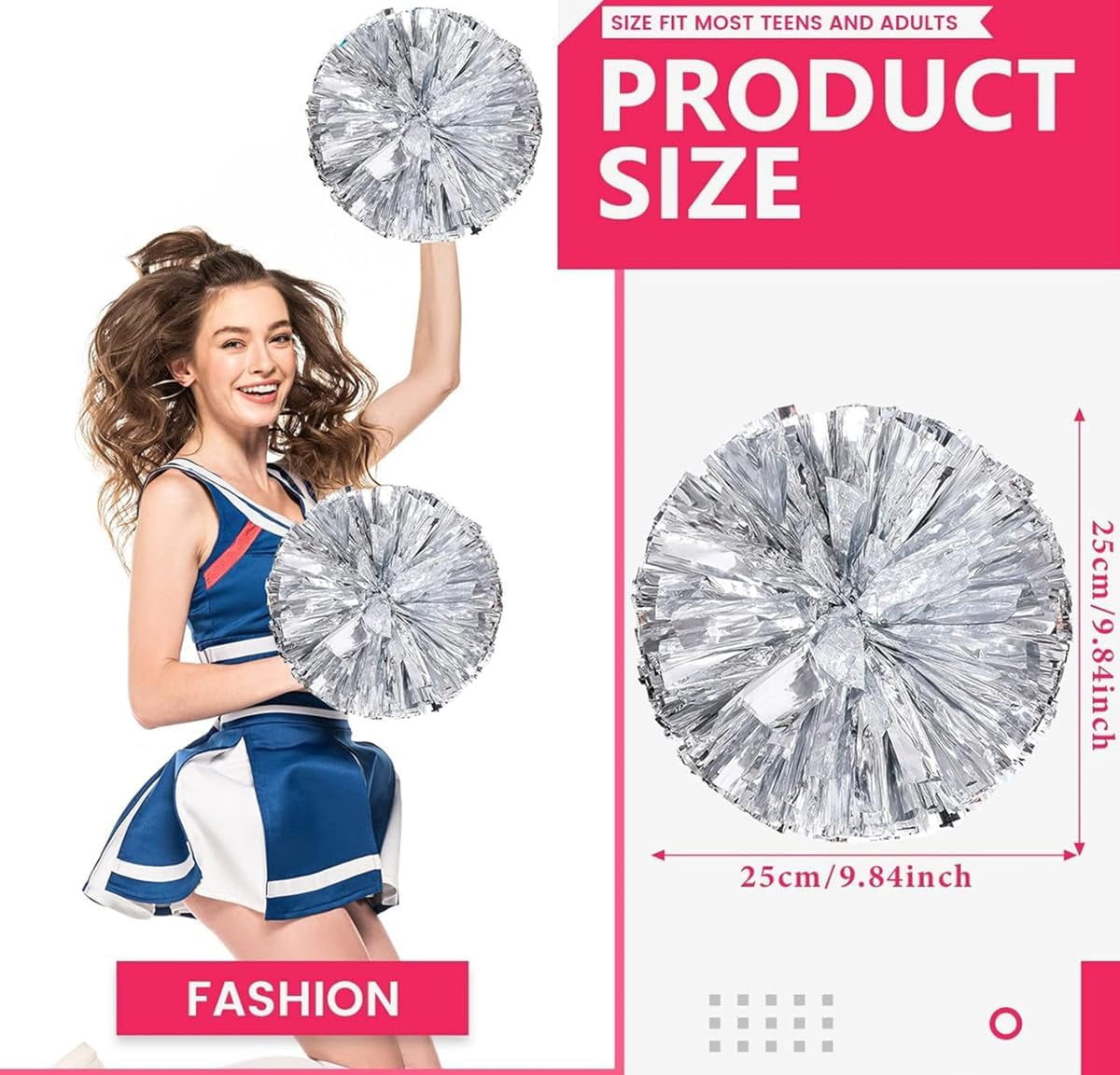 EONQY Plastic Cheerleading Poms, 4Pcs Super Cute Cheerleading pom poms Cheer Dance Pom Pom for Game, Sports, Aerobics