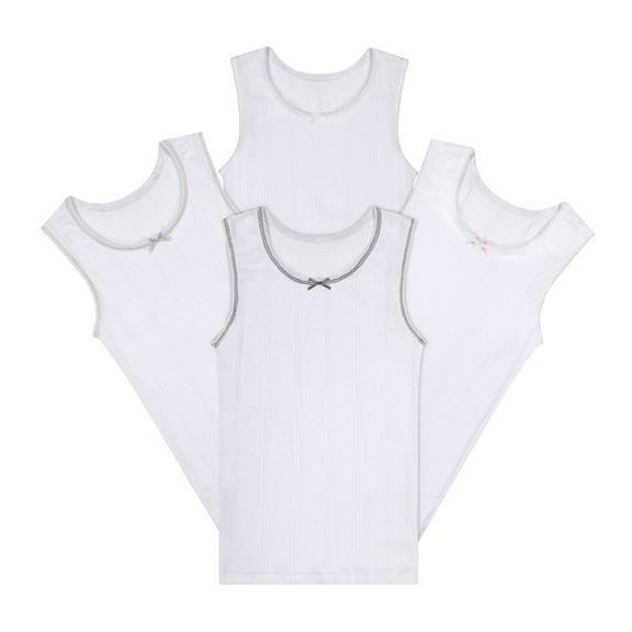 Buyless Fashion Girls Tank Tops - Sleeveless Cami Tanks Cotton Undershirts for Dance Gymnastics, Kids & Toddler Size (4 Pack)
