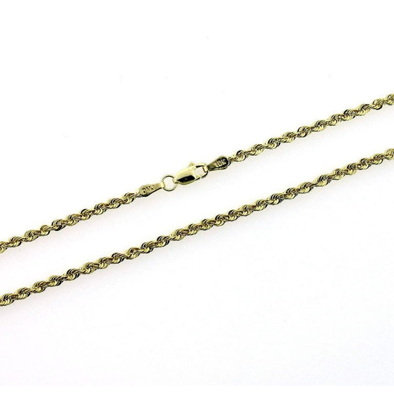10K Yellow Gold Rope Chain Necklace 3MM 16" 18" 20" 22" 24" 26" 28" 30"