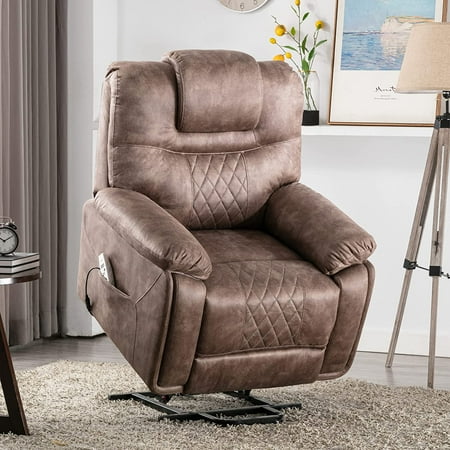 

YELROL Power Lift Chair with Heat and Vibration Massage PU Electric for Living Room Pocket Arm Sofa Single Home Theater Modern Reading Reclining Easy Lounge Leather Padded Seat Backrest