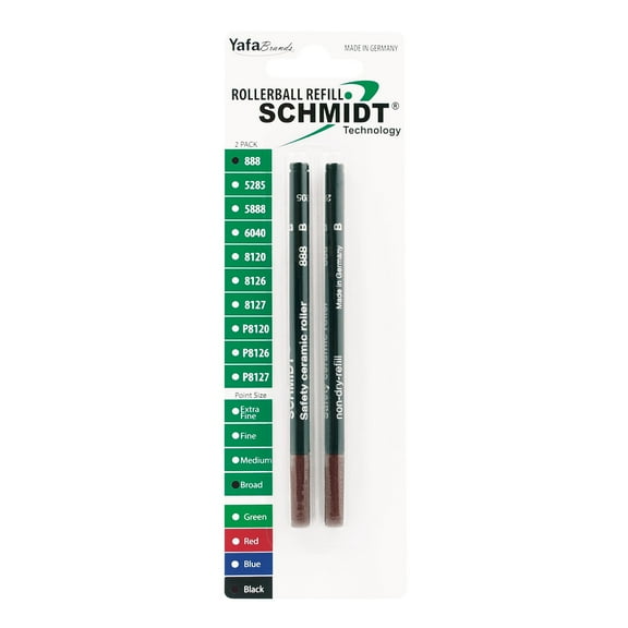 Schmidt Ink Schmidt 888 Safety Ceramic Rollerball Plastic Tube Refill Fits Universal Pens Broad