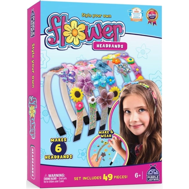 Kit para hacer diademas con diseño de mariquita morada, para niñas de 5 a 7 años