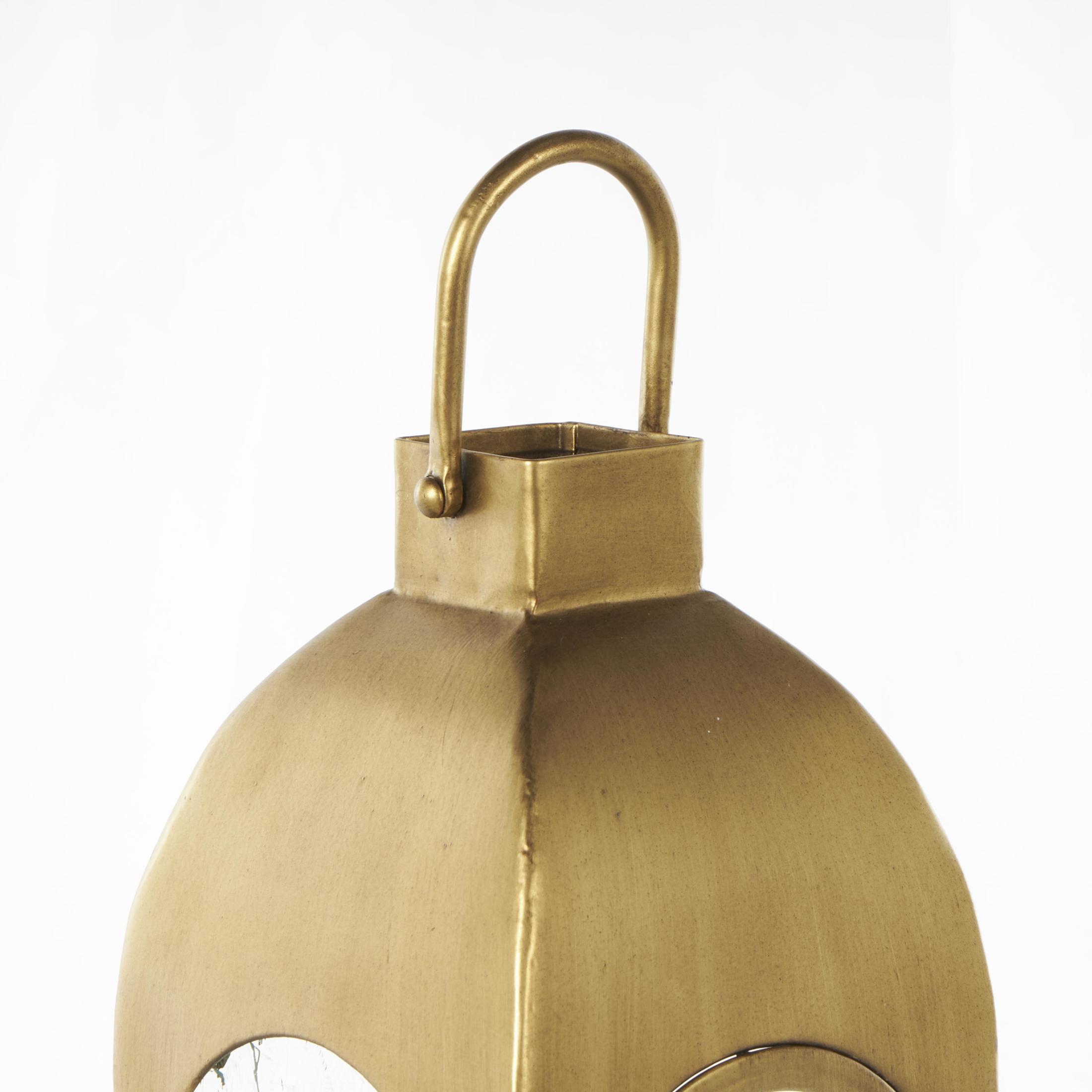 DecMode Gold Metal Arched Candle Lantern with Top Handle