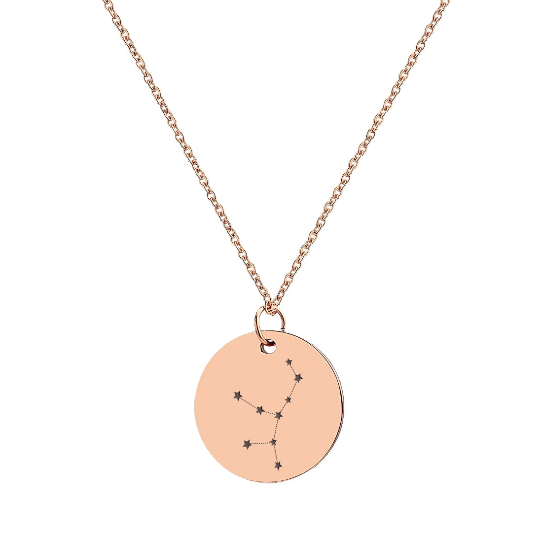 Anavia Round Virgo Constellation Zodiac Star Sign Stainless Steel Rose Gold Disc 22mm Pendant Jewelry with Gift Box